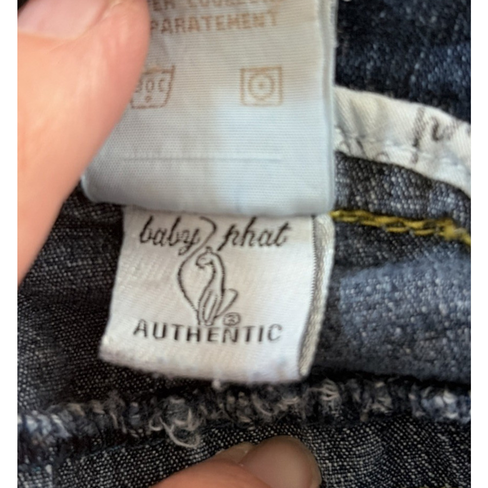 Vtg Baby Phat Jeans Women 14 Straight Leg Stretch Med Wash Distressed Embroidery - Picture 8 of 16